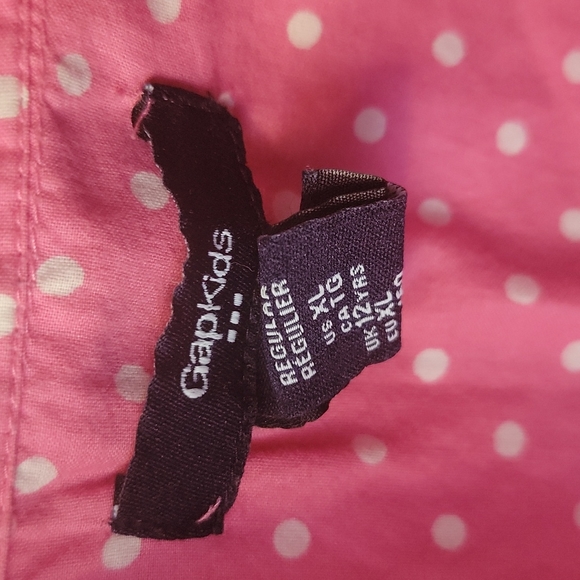 Gap Kids Pink Poka Dot Girls Button Down Sleevesless Shirt SizeXL - Picture 3 of 7